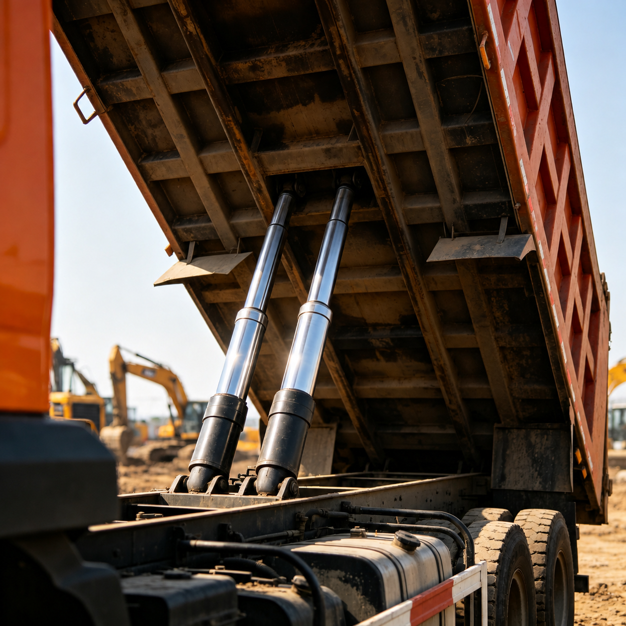 Custom telescopic hydraulic cylinder with multi-stage nested tubes