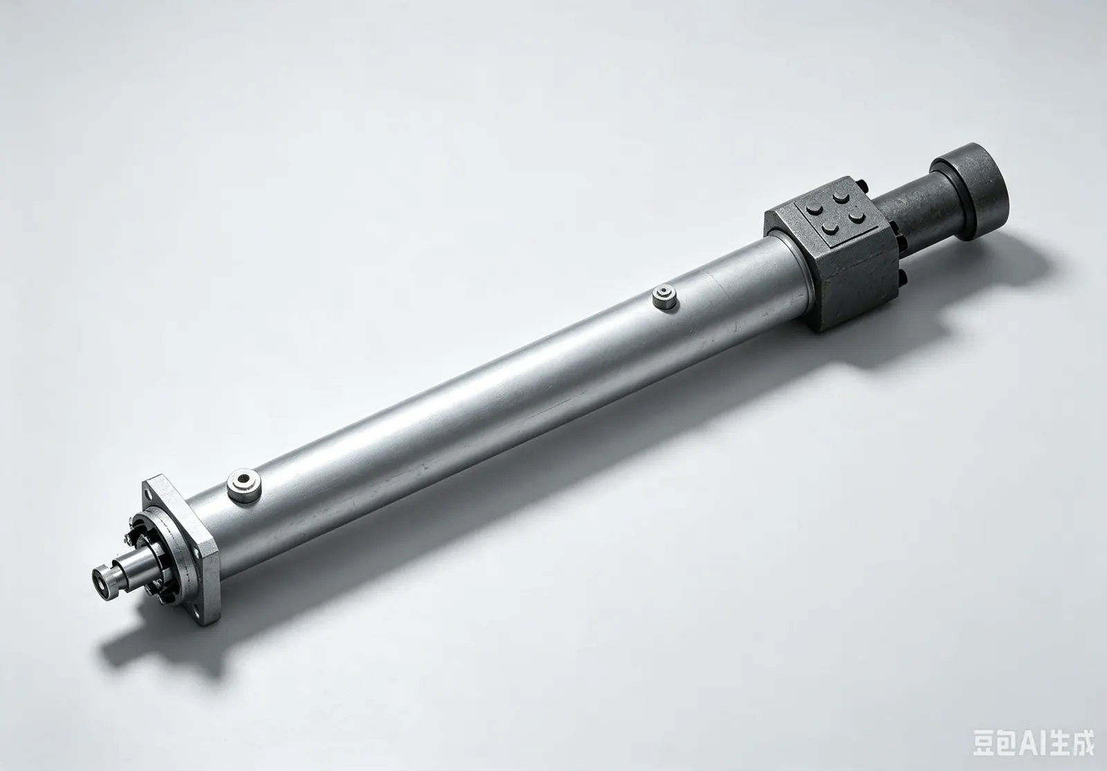 AI-generated concept image of a long-stroke hydraulic cylinder.