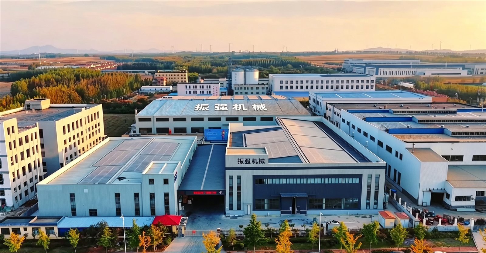Vista aérea da fábrica de cilindros hidráulicos da Zhenqiang Machinery